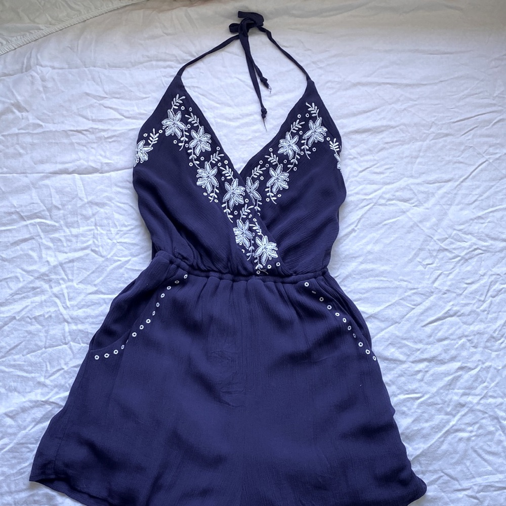 Love Fire navy blue romper.